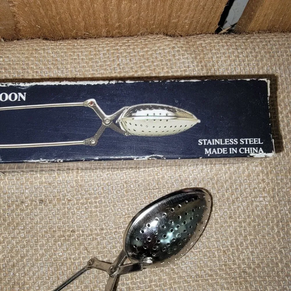 Vintage Cuisine International Tea Strainer Spoon Stainless Steel Open Box